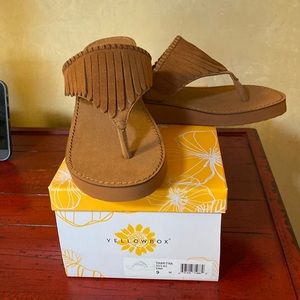 Yellow Box Tabetha Fringe Suede Sandals